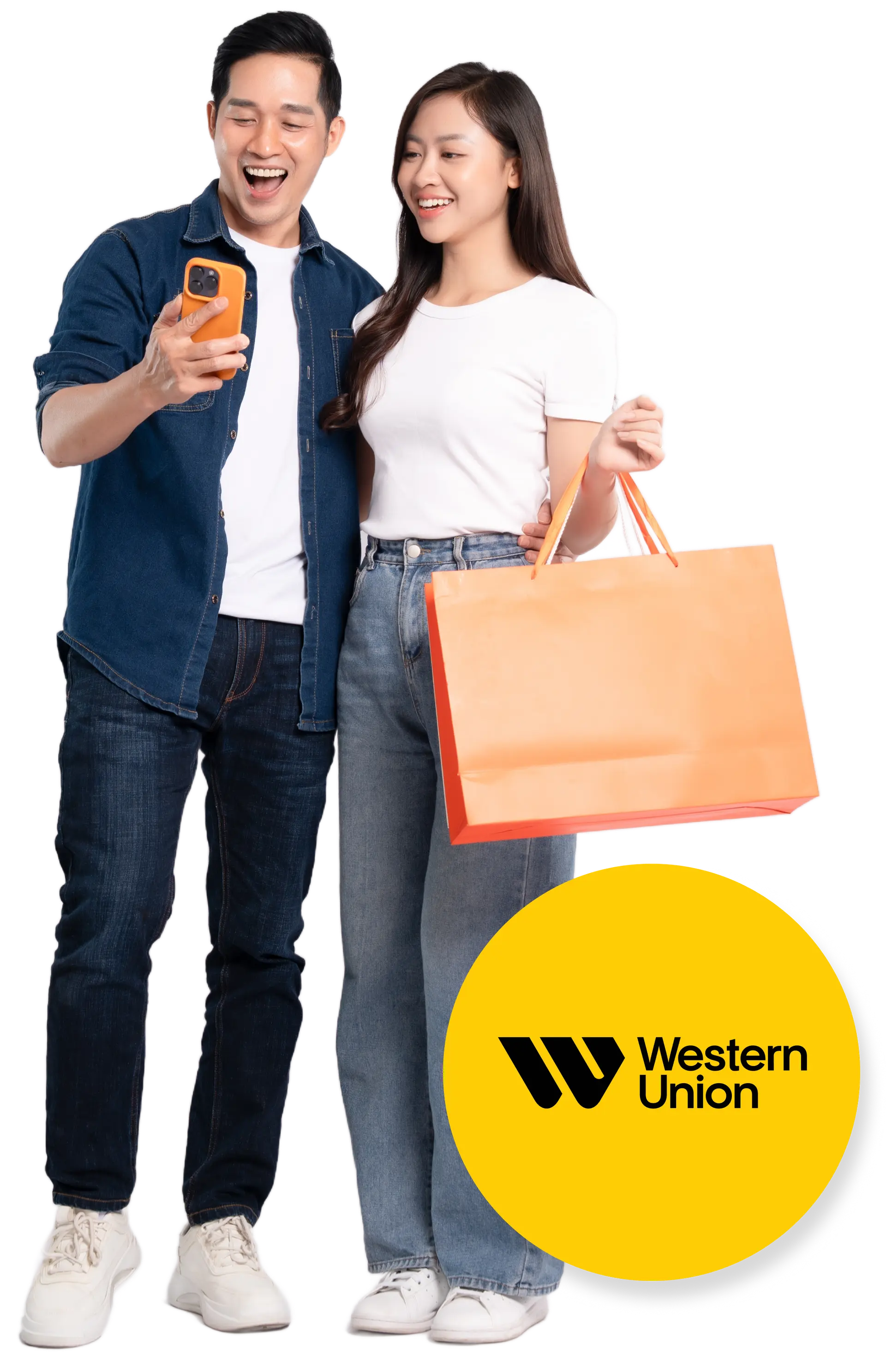 A couple shopping with U mobile app