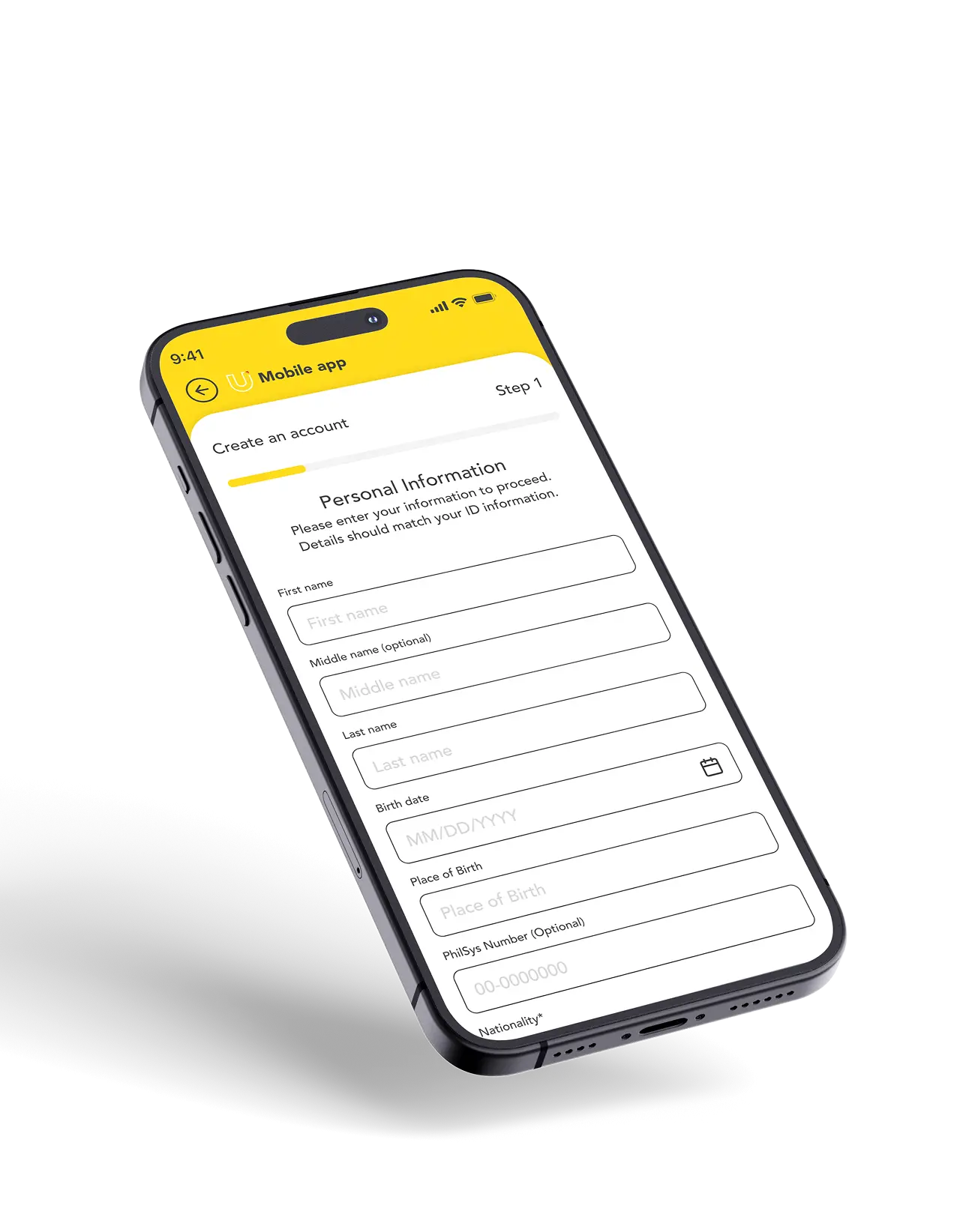 Mobile app interface
