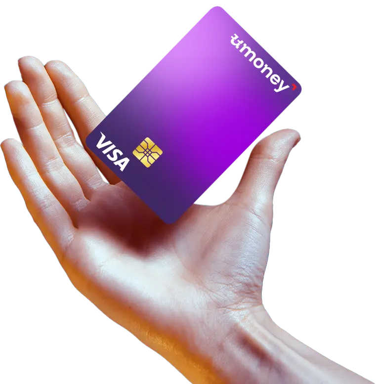 A hand holding a U Visa Prepaid Card