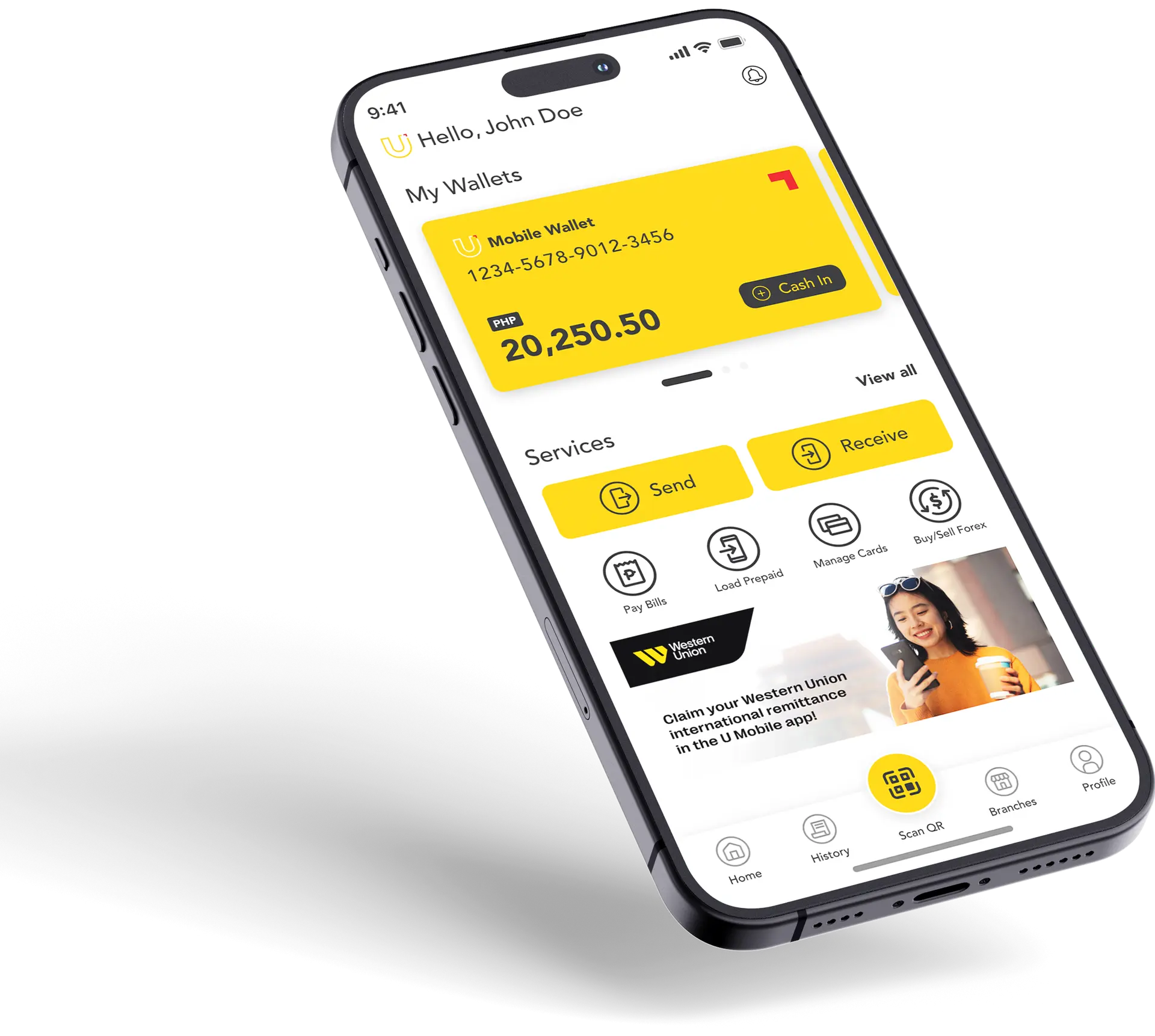 Mobile app interface showing commercial outbound transfer features