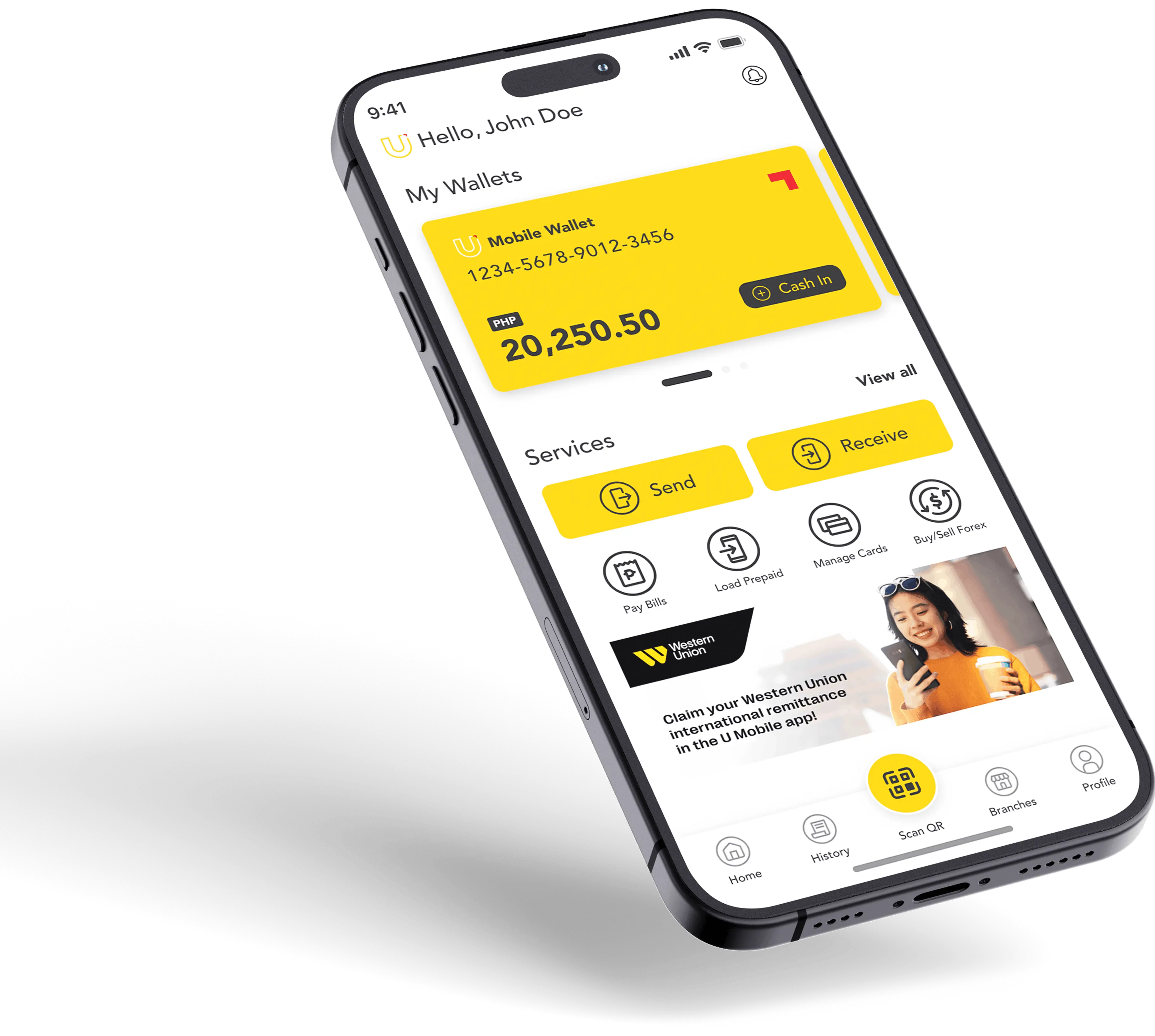 Mobile app interface showing commercial outbound transfer features
