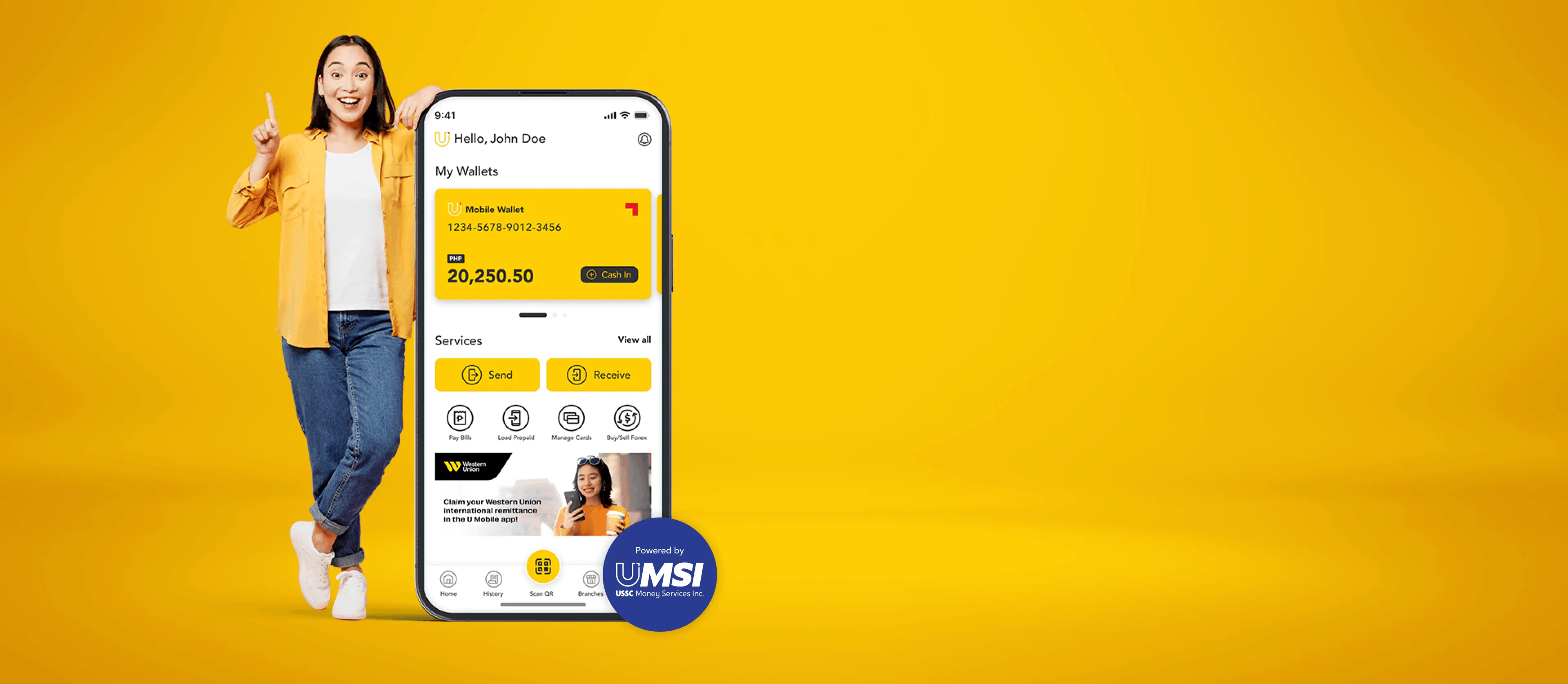 Women standing next to smartphone