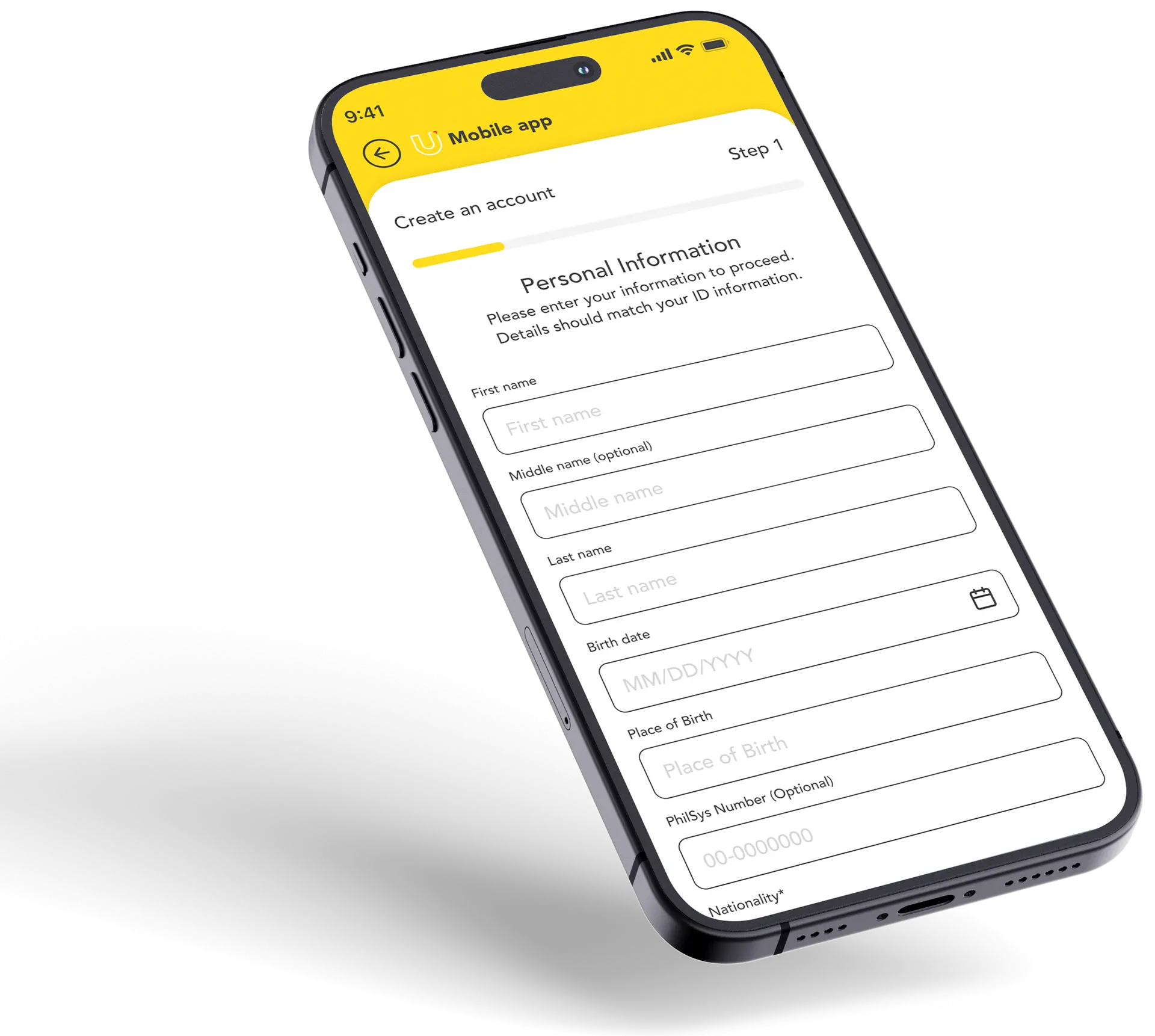 Mobile app interface