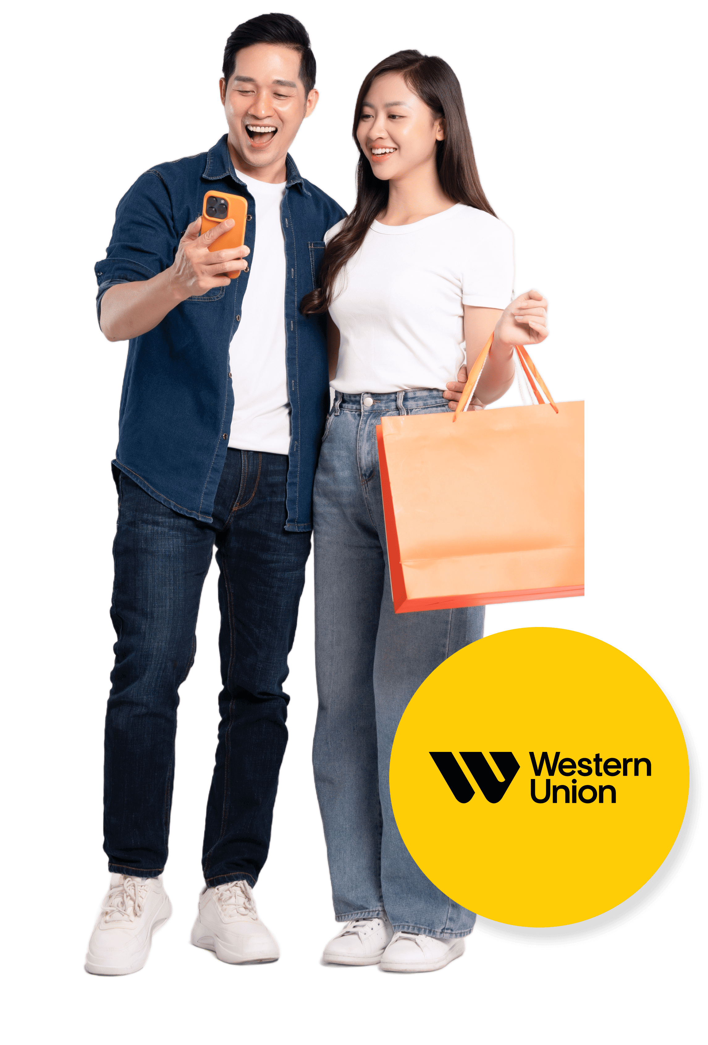 A couple shopping with U mobile app
