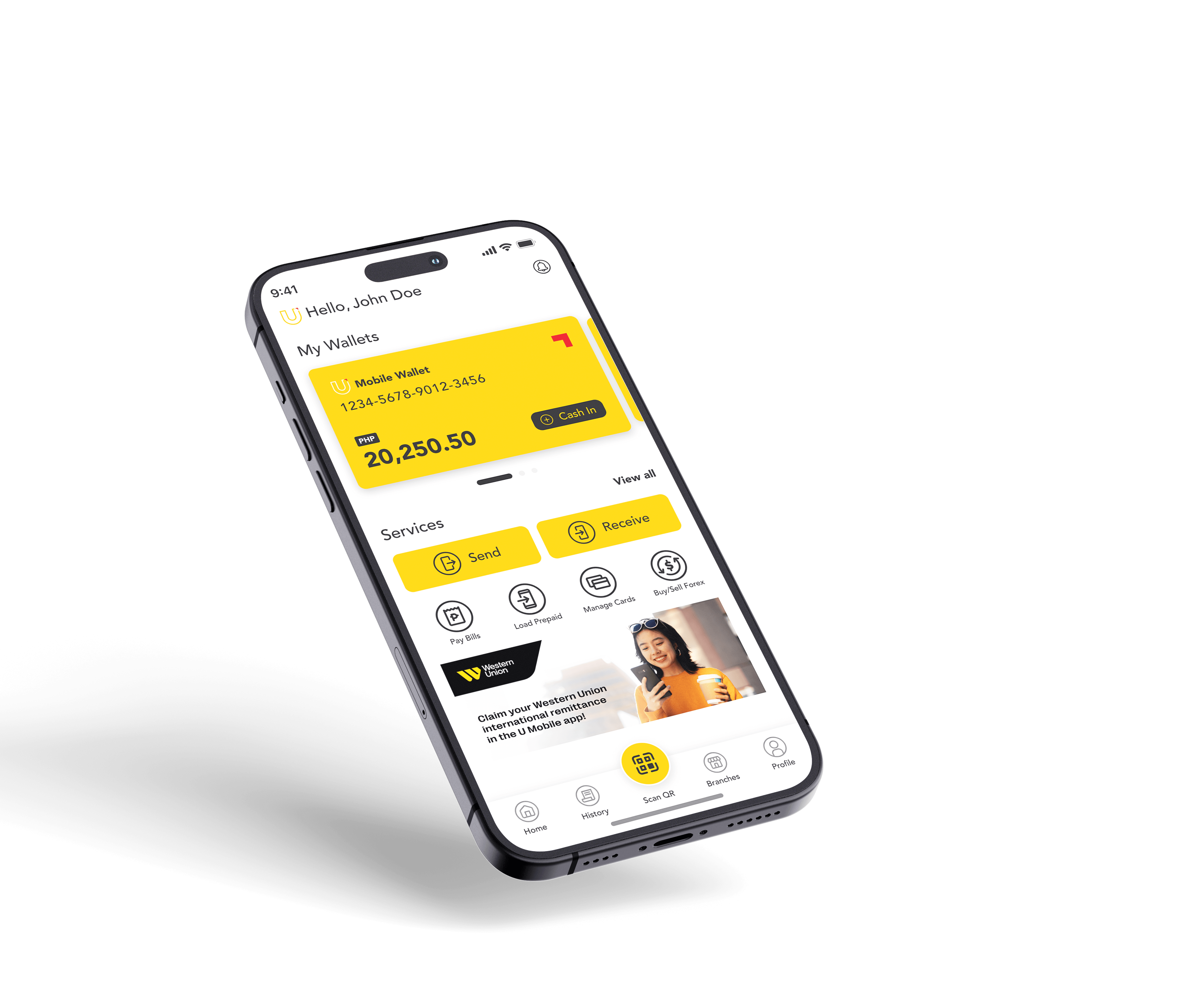 Image of a cellphone with the U Mobile App on the screen.